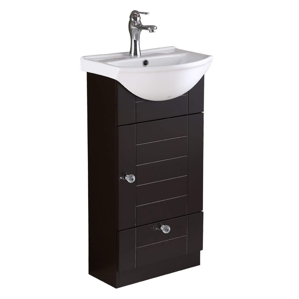 Renovators Supply Manufacturing Mahayla 17 3/4" Small Cabinet Vanity Bathroom Sink Black with Faucet Drain Overflow and Storage Space Saving Drawer