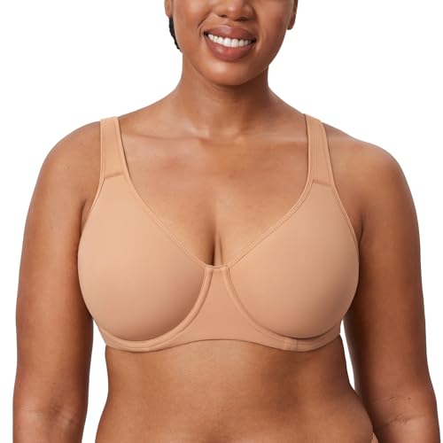Image of DELIMIRA Women's Inbarely Plus Full Coverage Bra Plus Size Underwire Unlined Seamless Bras