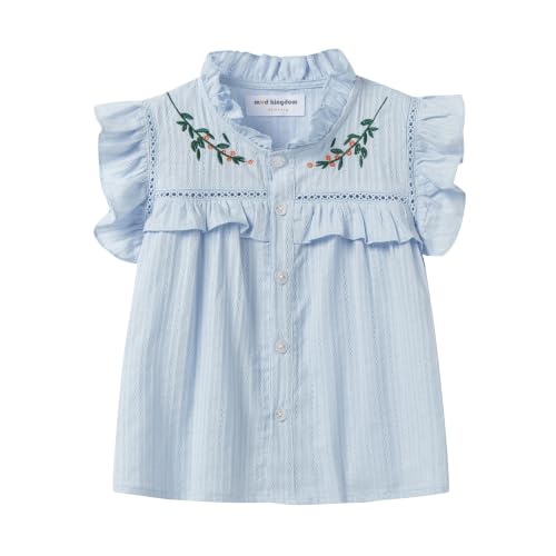 Image of Mud Kingdom Little Girls Peter Pan Collar Blouse Cotton Short Sleeve Button Up