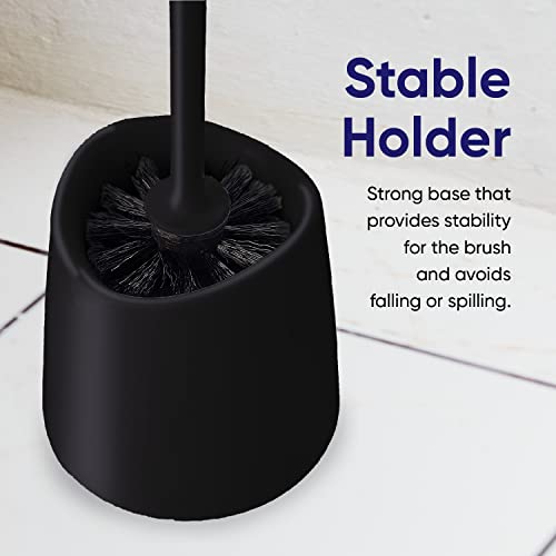 Image of Toilet Brush Cleaner and Holder Black Toilet Bowl Cleaner Brush with Scrubbing Wand, Brush and Storage Caddy for Easy Bathroom Cleaning