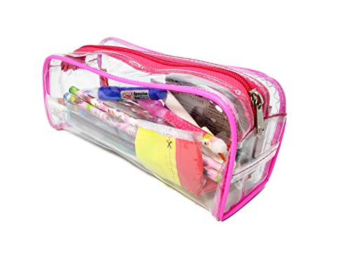 Image of iShine Multipurpose Travel Morning Zipper Pouch for Men and Women Transparent Medium (Pack of 2, Pink)