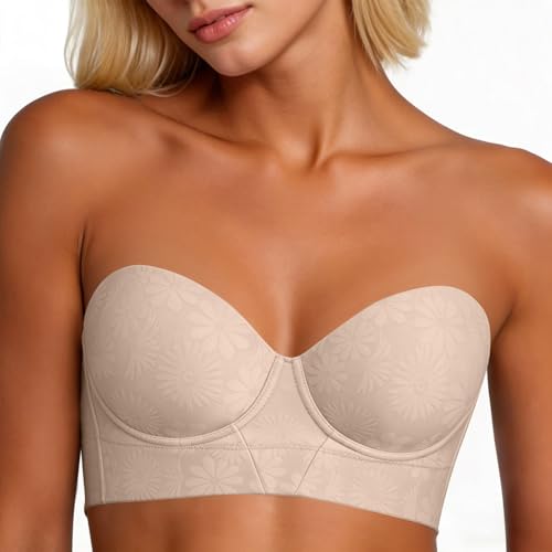 HAOLEI Sujetador Sin Tirantes Talla Grande Sujetador Moldeador Sin Aros Minimizador Copa Completa para Mujer Suave Cómodo Sostenes Push Up Sin Costuras Básico Strapless Bra