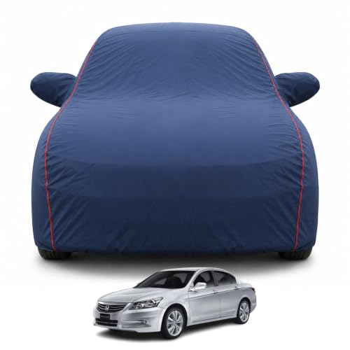 Image of Premium Car Cover for Honda's Accord Model | Waterproof, UV & Dust Protection | Mirror & Antenna Pocket | Triple Stitched, Soft Inner Lining, Belt & Buckle (Navy Blue)