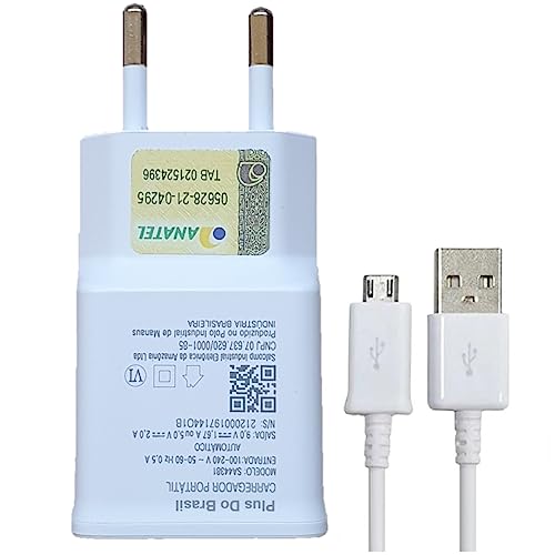 Carregador Turbo Plus Do Brasil Compativel Com Samsung J7 J7 Duo J7 Prime J8 Anatel (Branco)