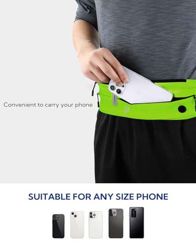 Image of WATERFLY Running Belt Fanny Pack: Runner Marathon Jogging Waist Pack Sport Workout Exercise Fitness Phone Holder Belt for Men Women Jogger Slim Waistband Black