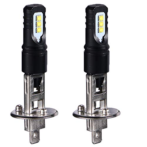 PaddSun H1 LED Fog Light Bulbs 80W 6000K White Lamp 6CSP SMD Halogen DRL Bulb Standard Replacement For High Beam Low Beam Fog Light Auto Car Vehicle (Pack of 2)
