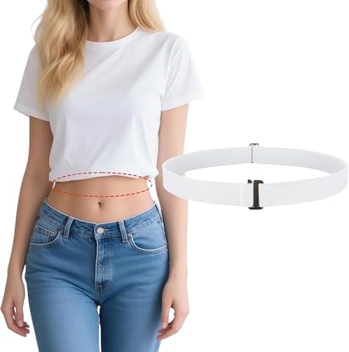 Invisible No-Show Elastic Waist Belt for Women, White | Adjustable Buckle-Free Stretch Belt for Jeans, Pants & Dresses-image-33