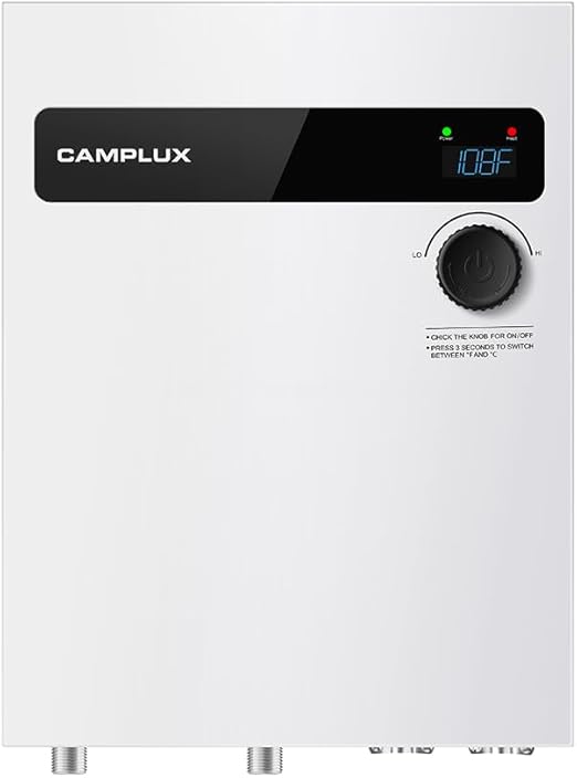CAMPLUX Electric Tankless Water Heater 27kW 240V, Instant Hot Water