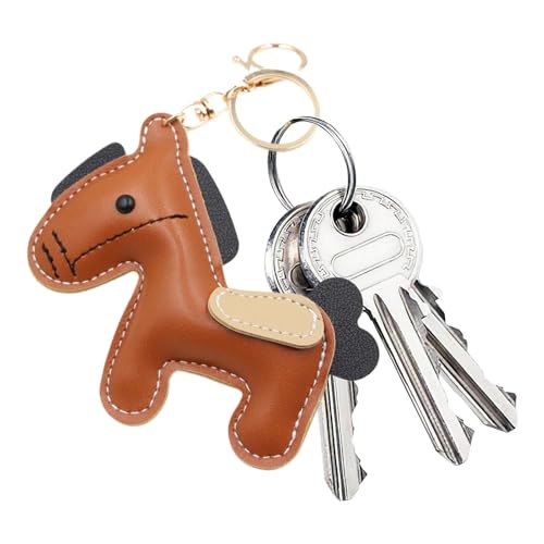 Generisch Leder-Pferd-Schlüsselanhänger, PU-Leder, Braun, Unisex, Tier-Design, Schlüsselanhänger, Taschenanhänger, Rucksack-Anhänger, Geschenk für Pferdeliebhaber