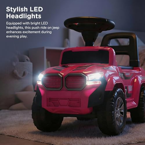 Image of Baybee Nitro Ride on Cars for Kids | Portable Ride on Jeep with High Backrest & Toy Storage | Baby Push Ride ons Toys Car with Music & LED Light | Outdoor Kids Cars for 1 to 3 Years Boy Girl (Pink)