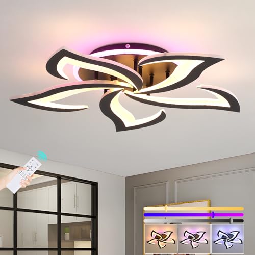 ZAITINZ Plafonnier LED Dimmable,Lustre Salon Moderne 50W,3000K-6000K Éclairage de plafond avec Télécommande,5 queues d'aronde Design Luminaire Plafonnier...
