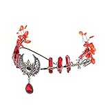 Bubbmi Christmas Red Crystal Headband, Fairy Goddess Elf Costume Tiara Crown Headpiece, Party Costume Hair Accessories for Women Girls
