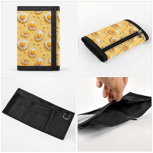 Pepper Fried Egg Print Wallet for Men, 8 Credit Card Holder Slim Minimalist Front Pocket Small Mens Bifold Wallets4