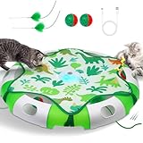 BENTOPAL Automatic Interactive Cat Toy with Moving Feather & Chirping Sound Motion Activated Track Toys for Indoor Cats,USB Rechargeable, Extre 2 Cat Bell