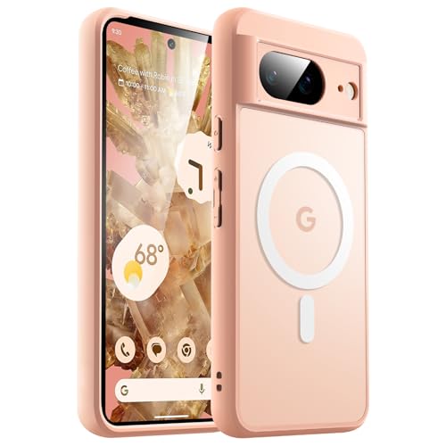 Image of JETech Magnetic Cover Case for Google Pixel 8 6.2-Inch 2023, Compatible with MagSafe, Translucent Matte Back Shockproof Phone Cover (Rose)