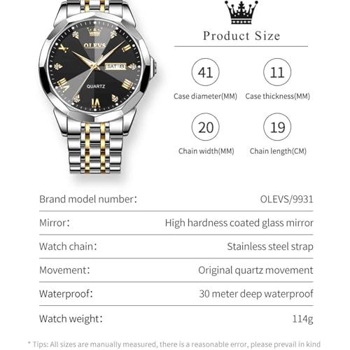 Image of OLEVS Men Multifunction Watch, Multi Dial Waterproof Luminous Chronograph Watch with Date,Stainless Steel Watches