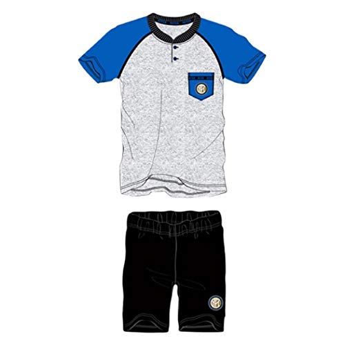 PLANETEX Pigiama Homewear Uomo Inter Prodotto Ufficiale Cotone Art.14076 (Grigio Melange - XXL / 54)