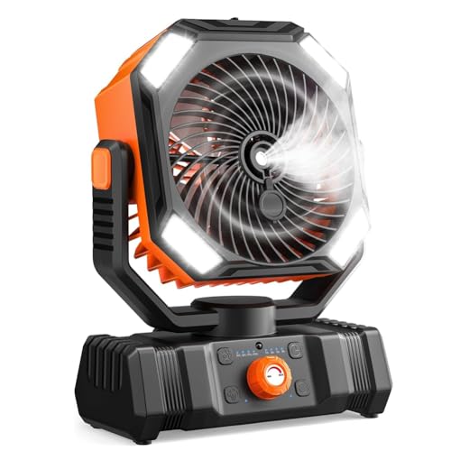 Ventilateur de camping rechargeable contre la chaleur sous tente lumière intégrée
