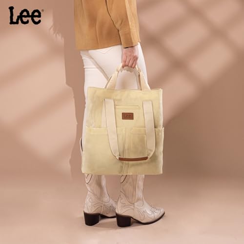 Image of Montana West x Lee Waxed Canvas Tote Bag for Women with 2 Front Pockets Top-Handle Handbag Foldable Shoulder Bag LEE51-008TN