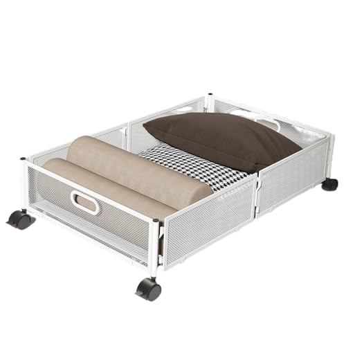Genérico Contenedor de Almacenaje - Almacenamiento debajo | Contenedores de ropa de cama plegables con ruedas - Cajón de metal que ahorra espacio Organizador Armario para Abrigos