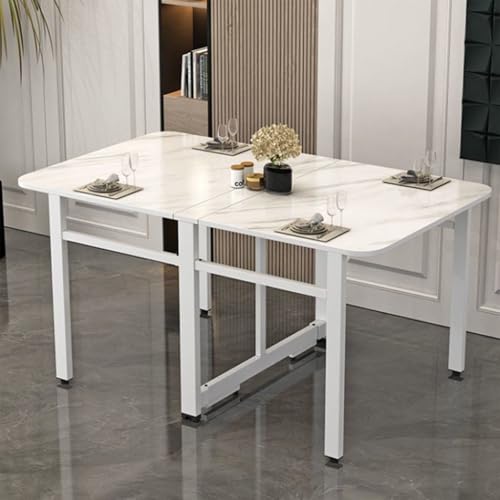 Mesa de comedor extensible que ahorra espacio, escritorio rectangular plegable ajustable para el hogar y la oficina, compacta y portátil, color blanco, 140 x 80 cm, ideal para espacios pequeños, uso