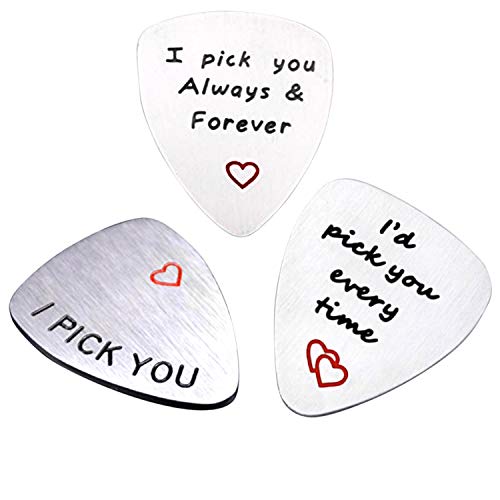 NationInFashion 3 PACK Guitar Picks with"I pick you","i'd pick you every time","i pick you always and forever" coin