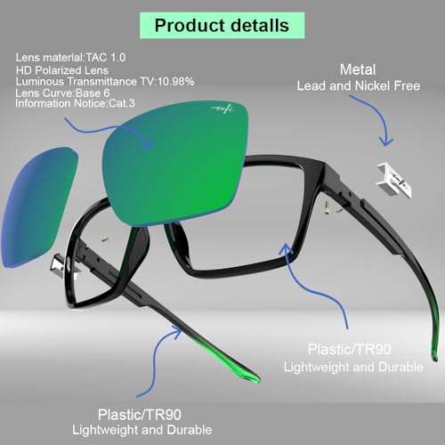 Image of INFI Fishing Polarized Sunglasses for Men Driving Running Golf Sports Glasses Square UV Protection Designer Style Unisex