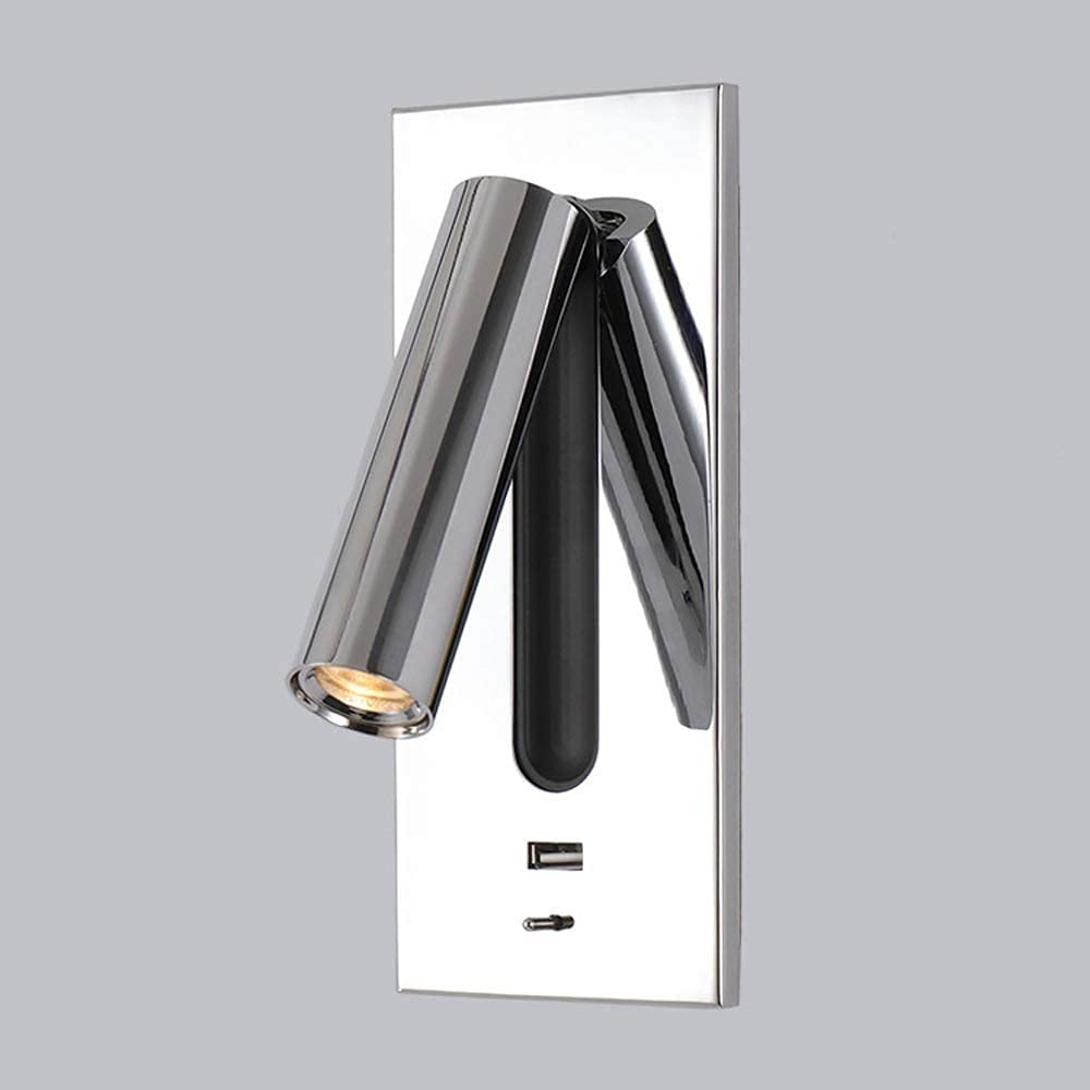 Lámpara de pared de lectura LED junto a la cama de la habitación europea, Lámpara de pared de lectura de ingeniería de hotel Lámpara de pared con interfaz USB integrada de bronce Accesorio d