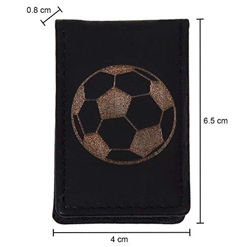 Image of LB LEATHERBOSS Men's New Leather Strong Magnetic Money Clip (Soccer)