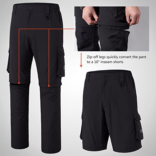 Bassdash Men’S Outdoor Quick Dry Convertible Pants Zip-Off Water Resistant Lightweight Fishing Hiking Cargo Shorts Upf50+ Black thumb #4