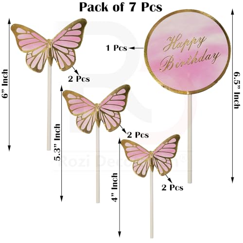 Image of Rozi Decoration Butterfly Birthday Decoration Items for Girls Birthday Parties Decor, Butterfly Theme Birthday Decoration Items for Girls 1st Birthday, Girls Birthday Decoration Items Pack of 54 Pcs