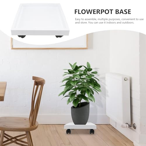 Plateau de pot de fleurs mobile résine évite taches eau terre support blanc roulette
