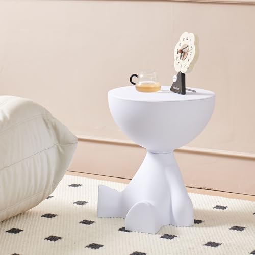Schlafzimmer Seitentische, Wohnzimmersofa Dekorativen Beistelltisch, Kreativer Seitentisch, Sofa -Kreis Couchtisch, beweglicher Beistelltisch für Sofas, Wohnzimmer, Nachteile, Balkon klein (Weiß)