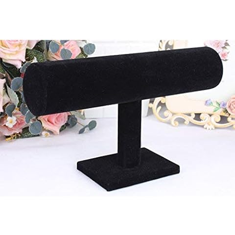 DAYNECETY T Bar Jewellery Rack Holder Headwrap Bracelet Display Stand Holder Shelf Black Earring Bracelet Necklace Headband Watch Beading Chain Scarf Showcase Storage (Black T-Bar) Cover