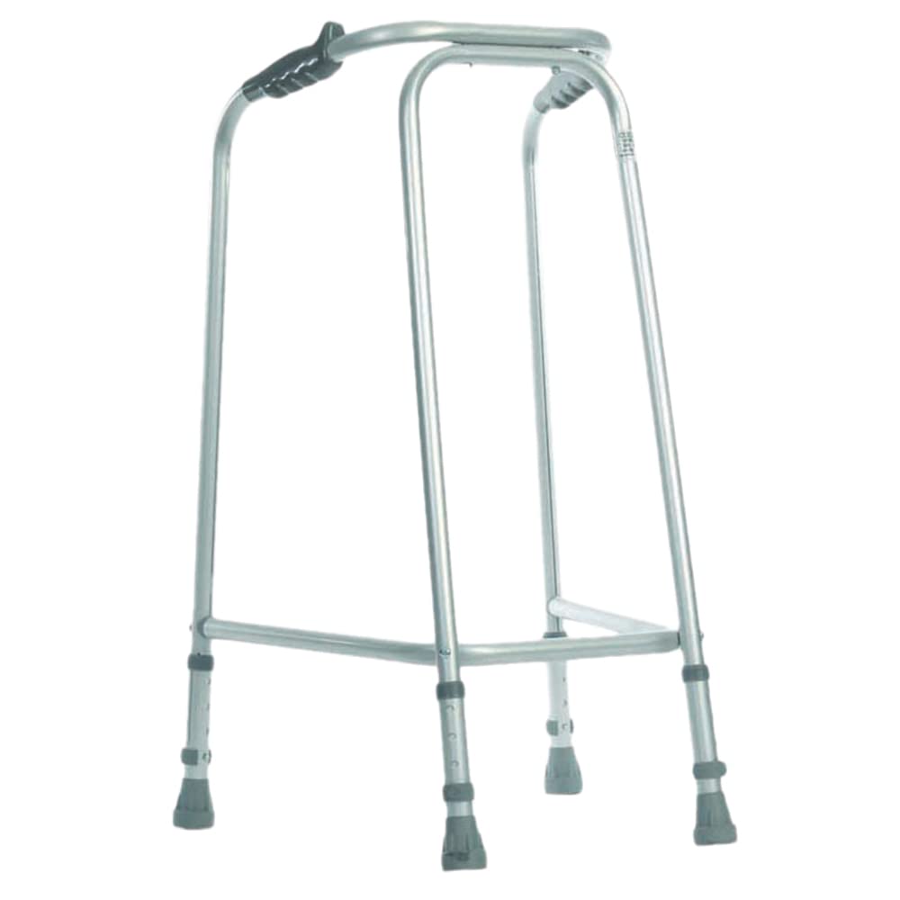 Ultra wąska ramka do chodzenia - smukła konstrukcja - szerokość 490 mm - średnia - lekkie aluminium - antypoślizgowe gumowe tulejki - ergonomiczne uchwyty - pomoc w rehabilitacji