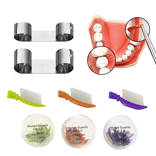 Windplusya Dental Sectional Contoured Matrices Dental Wedge Guard Wedge Knife, Dental Adjacent Tooth Protection Matrix Baffle Type Matrix for Teeth Interproximal Area