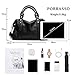 Imagen de PORRASSO Bolsos de Mujer Elegante Bolsa de Hombro Señoras Bolso Bandolera Bolso de Mano Impermeable Bolsa de Mensajero de Cuero PU Viajes Trabajo Citas Bolso Boston Negro