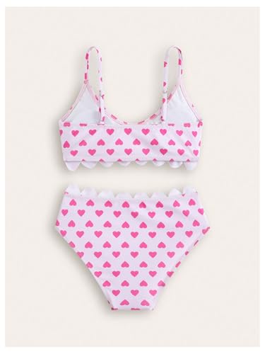 MakeMeChic Girl's 2 Piece Bikini Set Heart Print Scoop Neck Scallop Trim Bathing Suit Swimsuits2