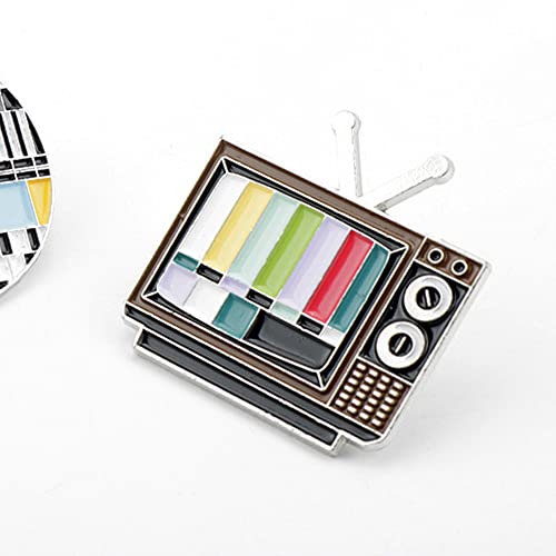Image of SaiDian 3Pcs TV Pin Multicolor 90'S Fashion Retro Rainbow Bars Brooch Enamel Lapel Badge