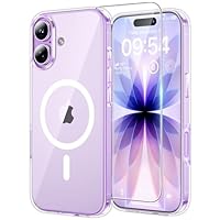 TAURI Funda Magnética para iPhone 17 6.3" con 1 Protector de Pantalla, Compatible with MagSafe, Vidrio Templado, [No se Amarillea] Protección Según el Estándar Militar - Transparente