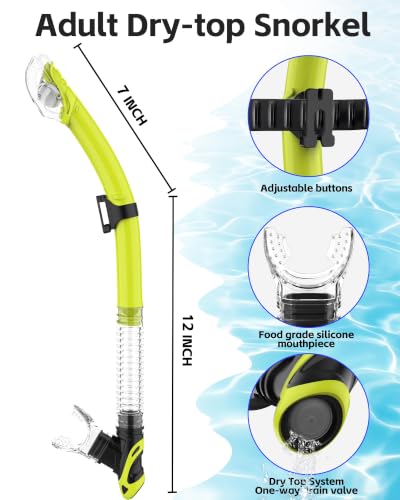 Men Women Dry Snorkel Set Scuba Diving Mask 180° Wide View Anti Fog No Leak - image 6