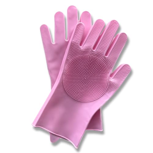 Image of Grooming Gloves for Cats & Dogs - Pet Hair Removal Glove, Silicone Brush for Dog or Cat Washing, Puppy Bath Supplies for Shedding Cleaning Bathing & Massage, Fur Remover Mitt, Shower Shampoo Scrub