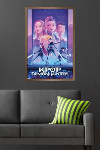 Image of Netflix KPop Demon Hunters (2025) - One Sheet Wall Poster, 34L inch x 22.4W inch, Bronze Framed Version