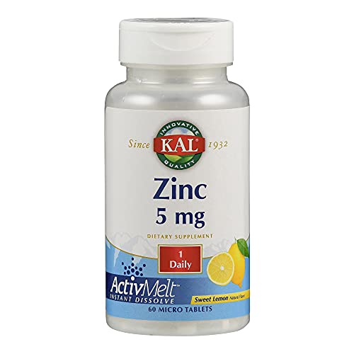 Kal 5 Mg Lemon Zinc Vegan Tablets, 60 Count