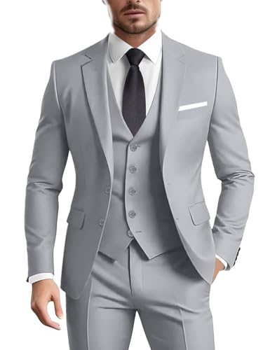 Men's Suit 3 Pieces Slim Fit Formal Business Wedding 2 Buttons Blazer Vest Pants Set Tuxedo