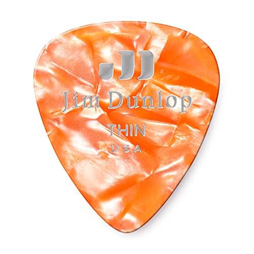 Dunlop 483 Picks GENUINE CELLULOID CLASSIC, orange Perloid, Thin - Les Beatles, Paul McCartney, John Lennon, RIngo Starr, George Harrison Dunlop 483 Picks GENUINE CELLULOID CLASSIC, orange Perloid, Thin