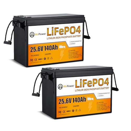 Image of 2 PACK 24V Lithium lifepo4 Deep Cycle Battery 140Ah, 4000+ Cycles, Support Series connection for 48V System,Perfect for RV,Marine,Backup power,Solar Home Off-Grid System (2PACK-24V 140AH)