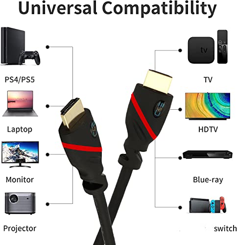Image of C & E Gold-Plated SOFT-PVC High-Speed HDMI Cable with ARC (10 Feet) Supports Ethernet 1.4V, 3D, 4K video,1080P, (Black /RED)