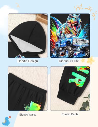Image of Toddler Boy Clothes Dinosaur Printed Hoodies Long Sleeve Pant Sets