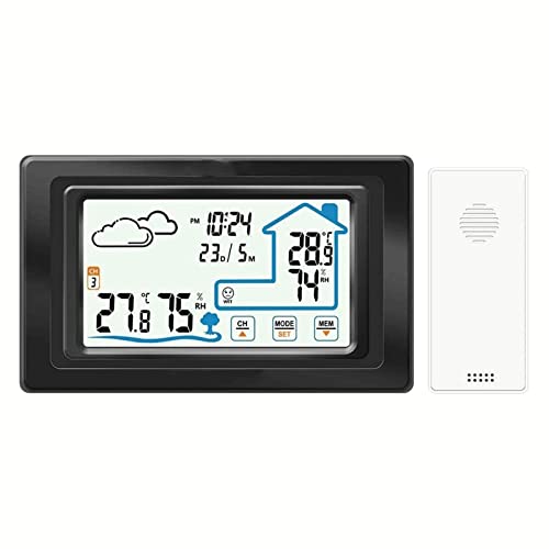 Photo de Msuiiixcccc Weather Station Indoor/Outdoor Wireless Weather Station Multifunctional Weather Station with Temperature Monitor Snooze Function Suitable for Wine Cellar Flower Room Gym Pet Nest Ect